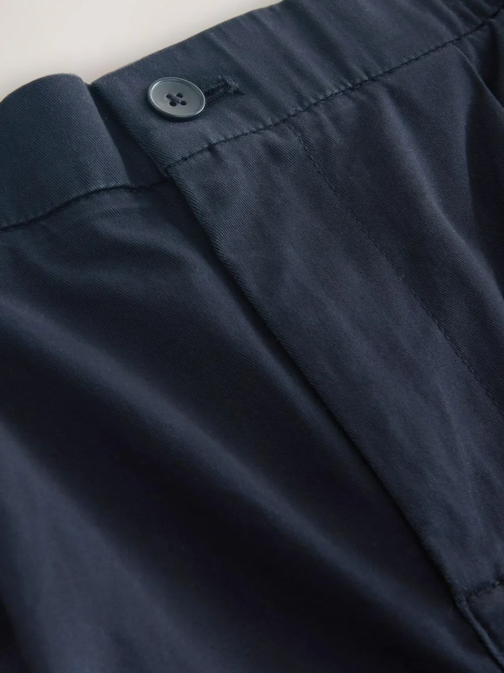 Next Straight Fit Pleated Stretch Chinos Trousers With Elasticated Waist Navy