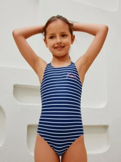 Next Navy Stripe Double Strap Swimsuit (3-16yrs)^ Swimwear|Swimwear