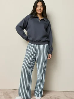 Discount Next Half Zip Sweatshirt and Flannel Pyjamas Set Navy Stripe