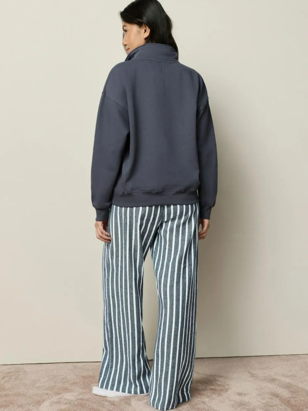 Discount Next Half Zip Sweatshirt and Flannel Pyjamas Set Navy Stripe