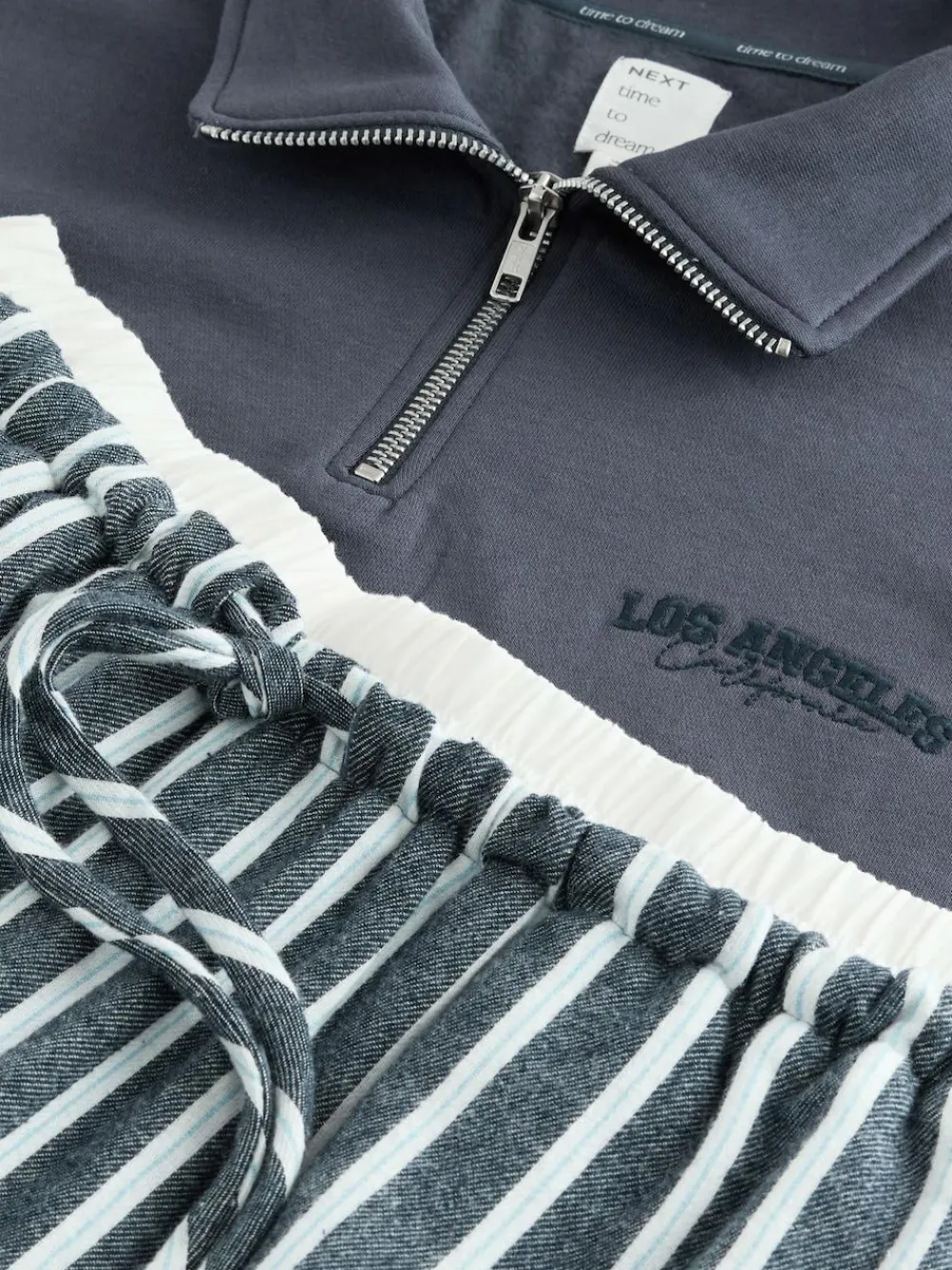 Discount Next Half Zip Sweatshirt and Flannel Pyjamas Set Navy Stripe