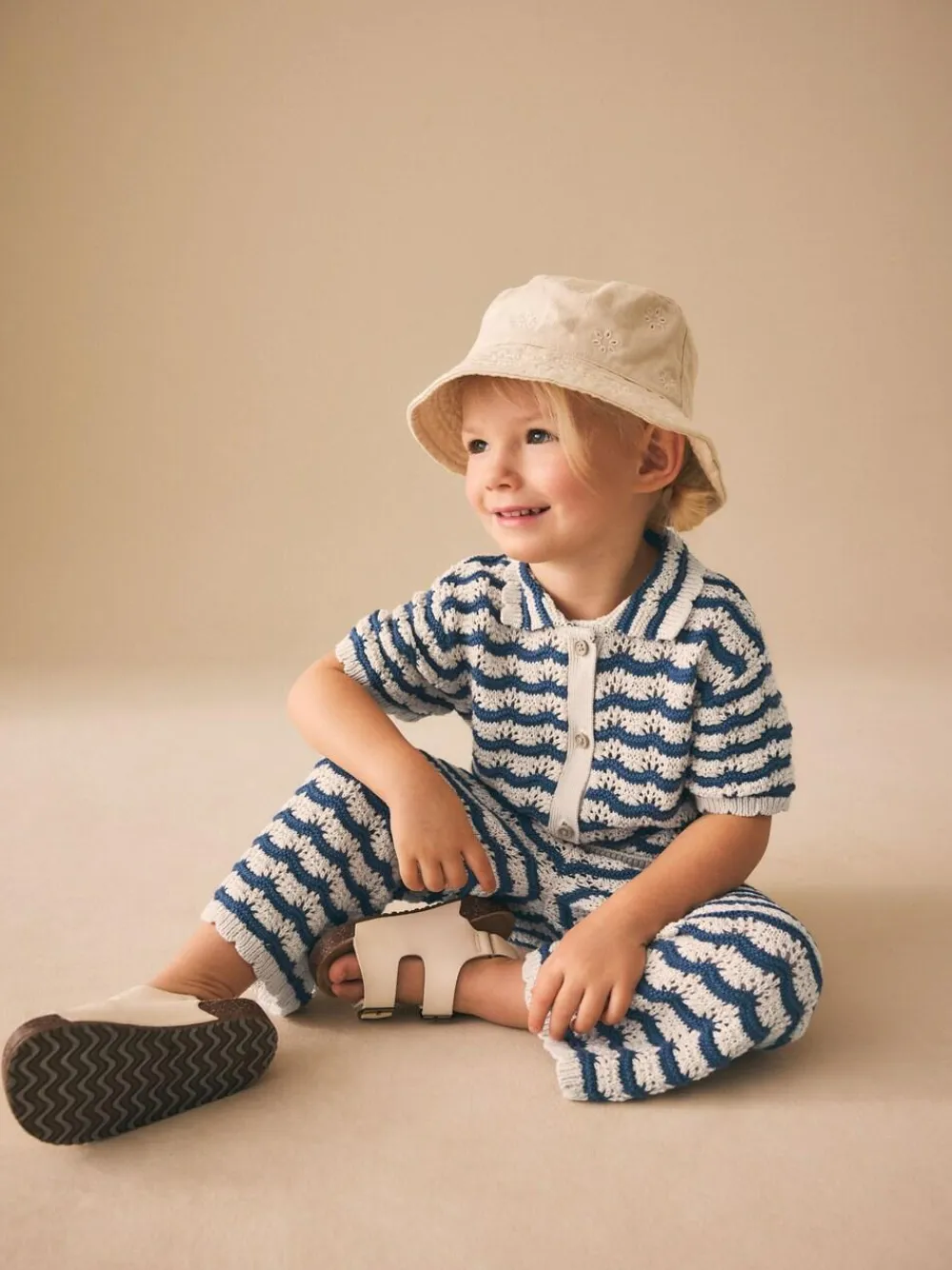 Discount Next Navy Stripe Knitted Shirt and Trousers Set (3mths-10yrs)