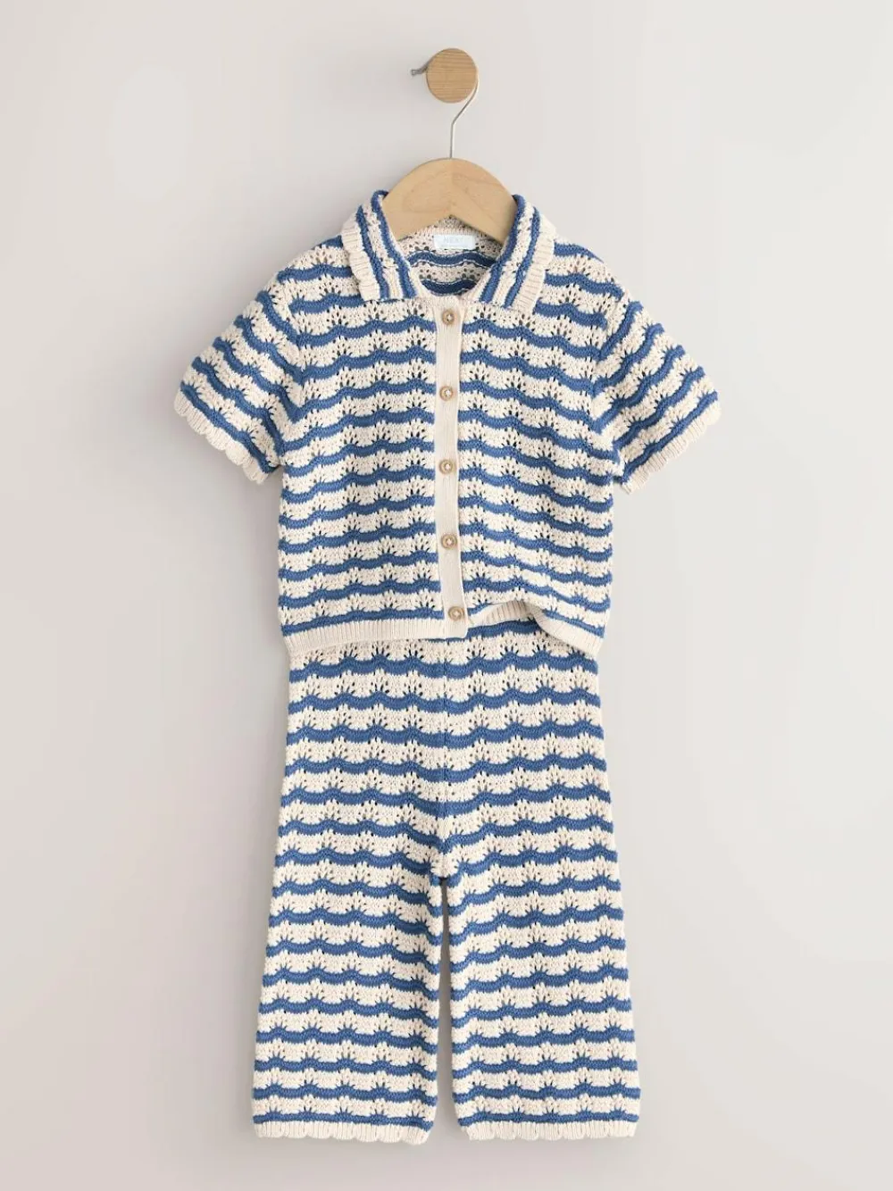 Discount Next Navy Stripe Knitted Shirt and Trousers Set (3mths-10yrs)