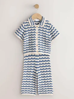 Discount Next Navy Stripe Knitted Shirt and Trousers Set (3mths-10yrs)