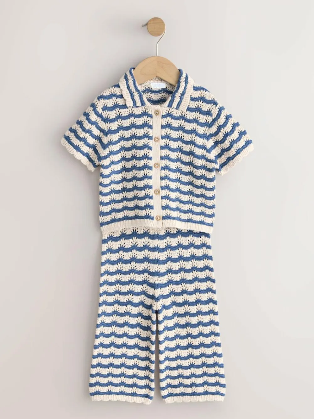Discount Next Navy Stripe Knitted Shirt and Trousers Set (3mths-10yrs)