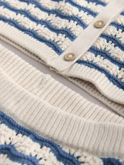 Discount Next Navy Stripe Knitted Shirt and Trousers Set (3mths-10yrs)