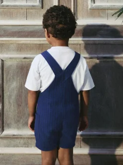 Sale Next Soft Textured 100% Cotton Dungarees (3mths-7yrs) Navy Stripe