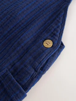 Sale Next Soft Textured 100% Cotton Dungarees (3mths-7yrs) Navy Stripe