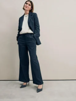 Next Navy Suede Standard/Wide Fit Leather Mid Court Shoes