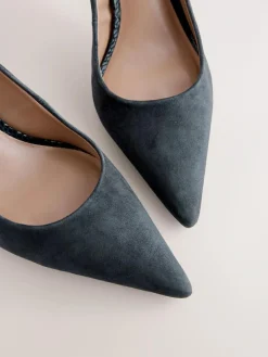 Next Navy Suede Standard/Wide Fit Leather Mid Court Shoes