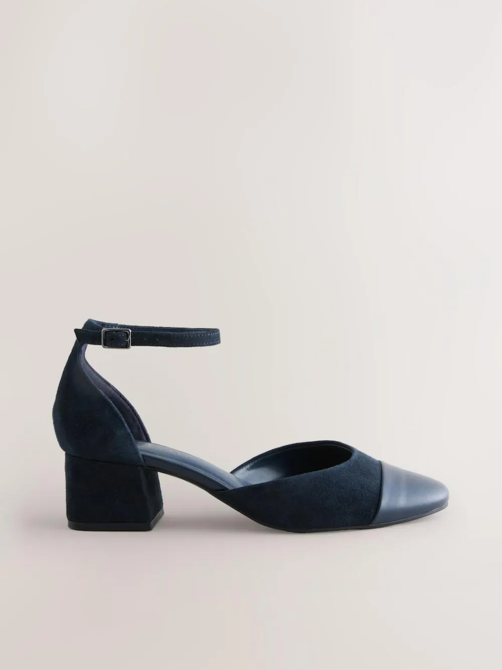 Best Next Toe Cap Block Heels Navy Suede