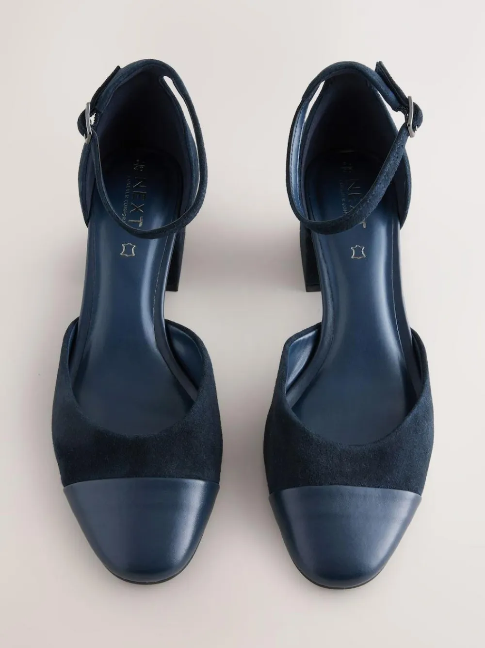 Best Next Toe Cap Block Heels Navy Suede