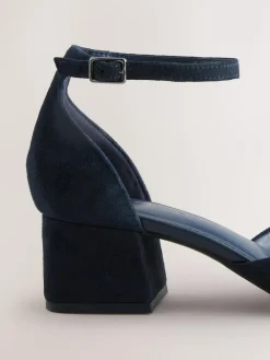 Best Next Toe Cap Block Heels Navy Suede