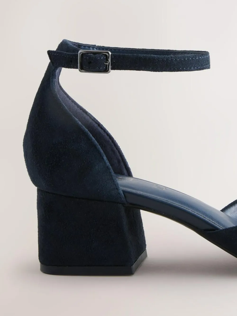 Best Next Toe Cap Block Heels Navy Suede