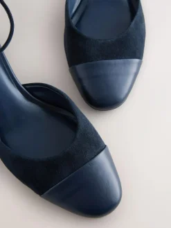Best Next Toe Cap Block Heels Navy Suede