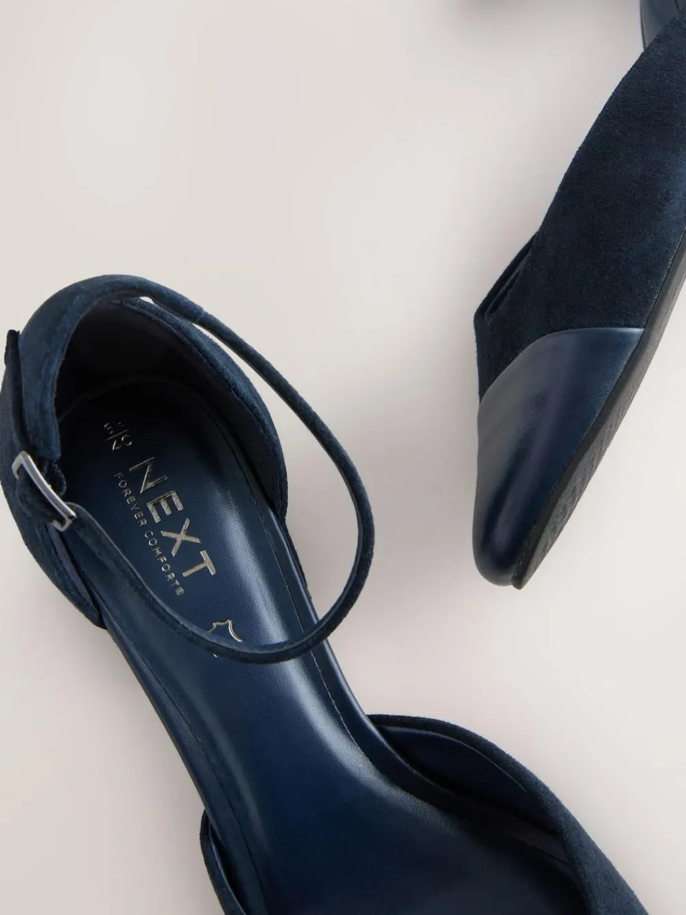 Best Next Toe Cap Block Heels Navy Suede
