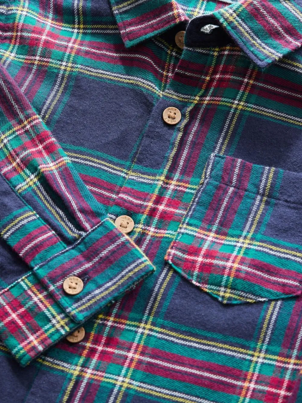 Outlet Next Long Sleeve Christmas Check Shirt (3mths-10yrs) Navy Tartan