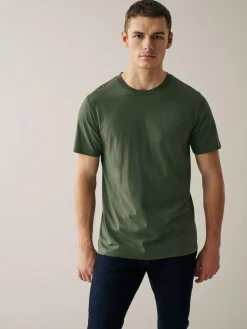 Next Navy/ Teal/ White/ Black/ Green/ Burgundy Regular Fit Essential Cotton T-Shirts 6 Pack^ Nightwear|Tops & T-Shirts