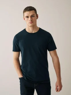 Next Navy/ Teal/ White/ Black/ Green/ Burgundy Regular Fit Essential Cotton T-Shirts 6 Pack^ Nightwear|Tops & T-Shirts