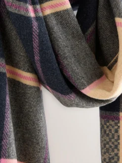 Outlet Next Navy Texture Check Midweight Scarf
