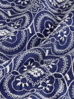 Next Textured Embroidered Tile Short Sleeve Shirt Navy