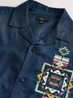 Next Textured Embroidered Navajo Style Short Sleeve Shirt^ Shirts