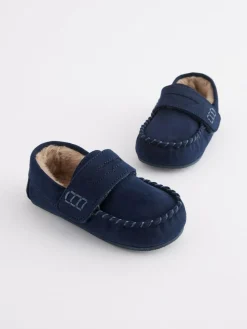 Discount Next Touch Fastening Moccasin Slippers Navy