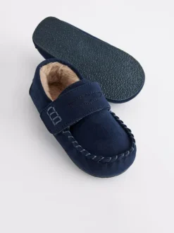 Discount Next Touch Fastening Moccasin Slippers Navy