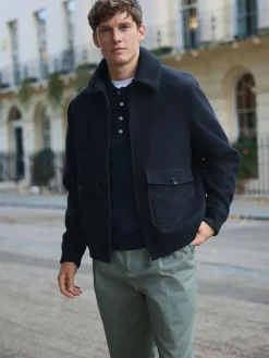 Next Twill Wool Blend Borg Collar Jacket^ Coats & Jackets|Coats & Jackets