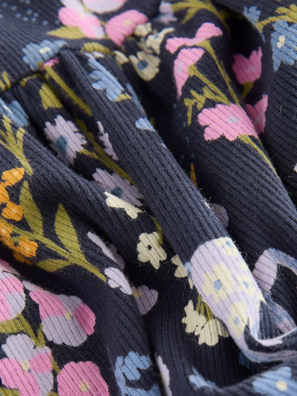 New Next Navy Unicorn Long Sleeve Ribbed Dress (3mths-7yrs)