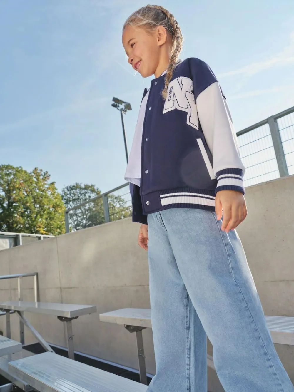 Clearance Next Navy Varsity Embroidered Jacket (3-16yrs)
