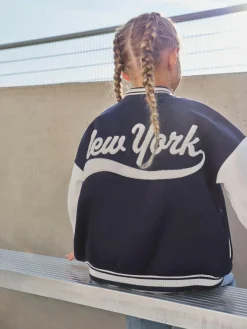 Clearance Next Navy Varsity Embroidered Jacket (3-16yrs)