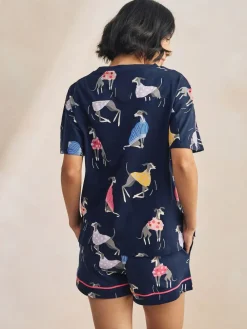 Outlet Next Navy Whippet 100% Cotton Short Set Pyjamas