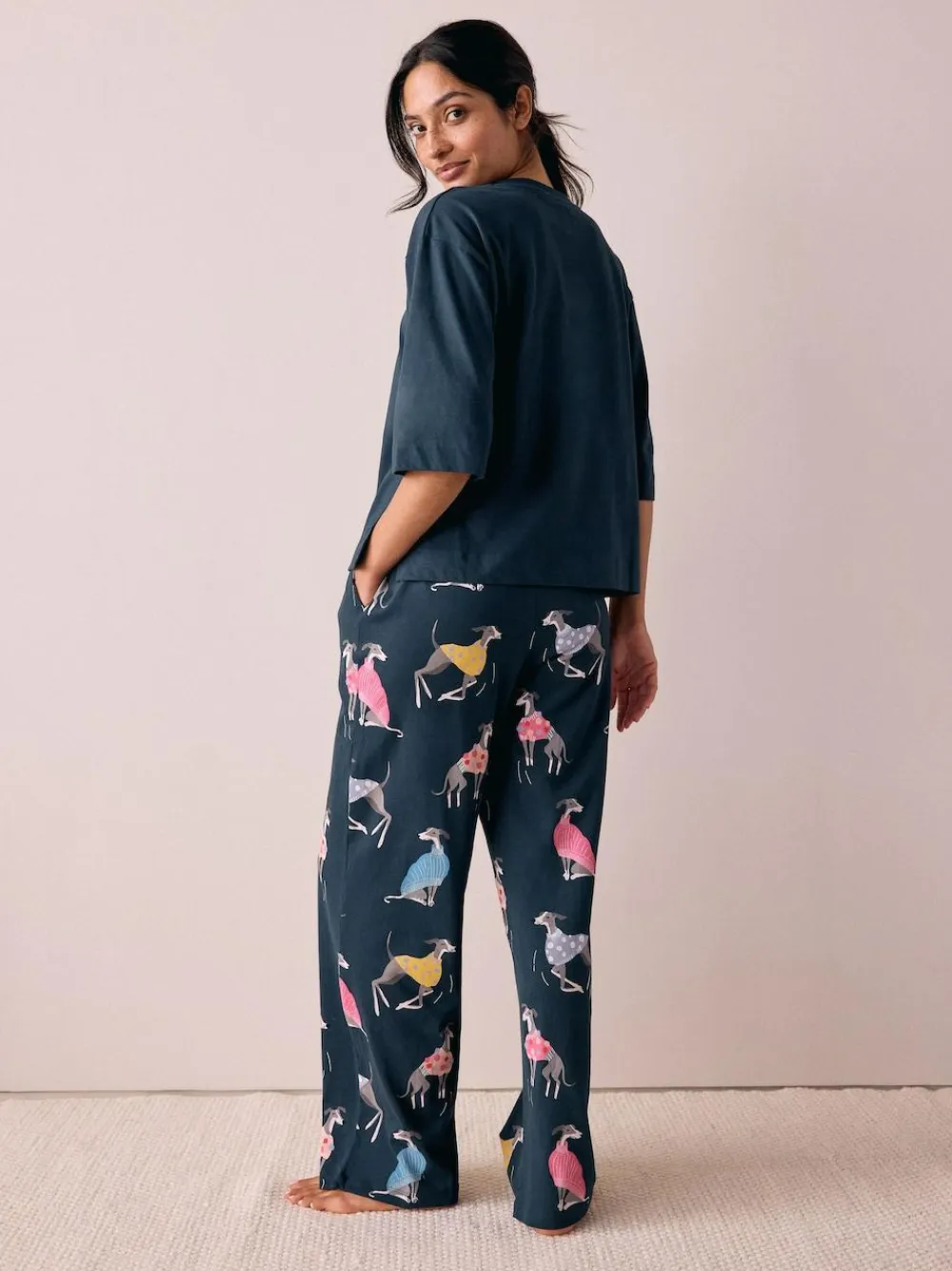 Online Next Navy Whippet Jersey Short Sleeve Pyjamas