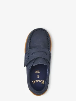 Next Wide Fit (G) Leather Penny Loafers with Touch and Close Fastening^ Shoes