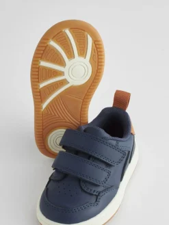 Clearance Next Wide Fit (G) Touch Fastening Leather First Walker Baby Shoes Navy