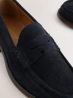 Outlet Next Wide Fit Suede Penny Loafers Navy