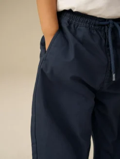 Discount Next Navy Wide Leg 100% Cotton Chino Trousers with Elasticated Waist (3mths-7yrs)
