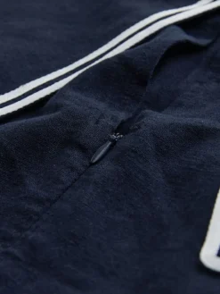 Next Navy with Ecru Tipping Sailor Collar Mini Dress with Linen^Women Dresses