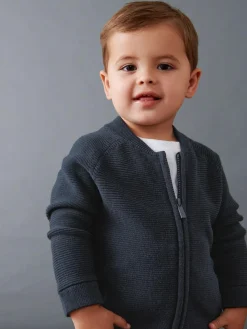 Next Navy Zip Through Cardigan (3mths-7yrs)^BOY Baby Winter Clothing|Cosy Club