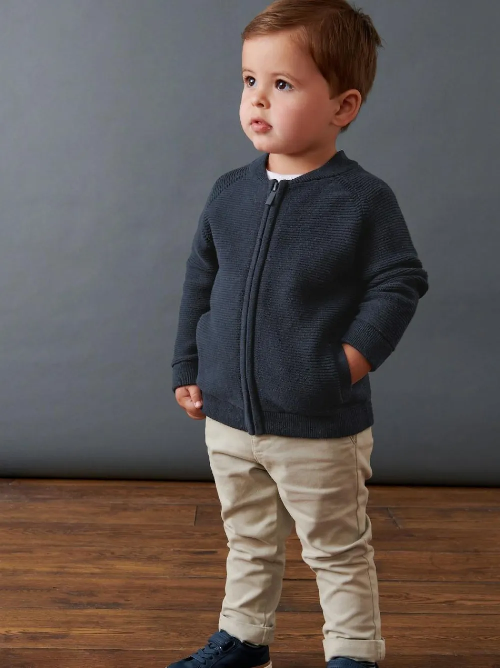 Next Navy Zip Through Cardigan (3mths-7yrs)^BOY Baby Winter Clothing|Cosy Club