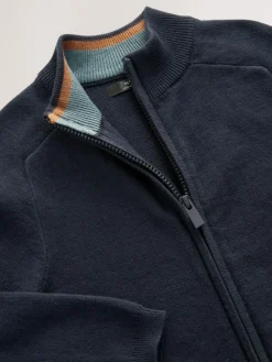 Next Navy Zip Through Knitted Cardigan (3-16yrs)^BOY Knitwear & Sweaters|Knitwear