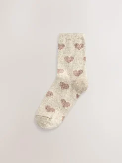Next Navy/Berry Hearts Thermal Wool Blend Ankle Socks 3 Pack With Silk^Women Socks & Tights