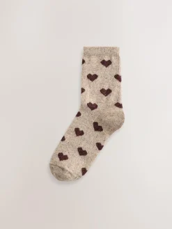 Next Navy/Berry Hearts Thermal Wool Blend Ankle Socks 3 Pack With Silk^Women Socks & Tights