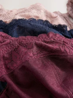 Outlet Next DD+ Lace Trim Non Pad Full Cup Underwired Bras 3 Pack Navy/Berry/Pink