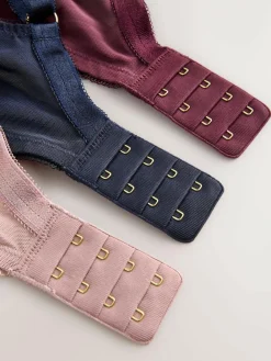 Outlet Next DD+ Lace Trim Non Pad Full Cup Underwired Bras 3 Pack Navy/Berry/Pink