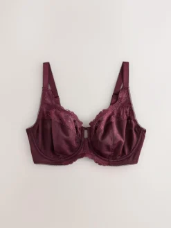 Outlet Next DD+ Lace Trim Non Pad Full Cup Underwired Bras 3 Pack Navy/Berry/Pink