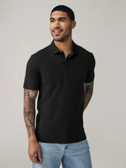 Discount Next Navy/Black/Grey/White/Sage Green Slim Fit Short Sleeve Jersey Polo Shirts 5 Pack