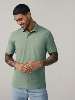 Discount Next Navy/Black/Grey/White/Sage Green Slim Fit Short Sleeve Jersey Polo Shirts 5 Pack