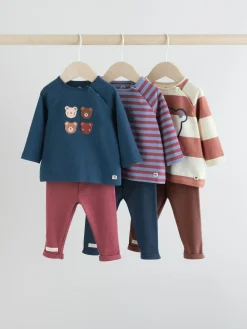 Next Navy/Brown Bear Tops and Leggings 6 Piece Baby Set (0mths-3yrs)^BOY Cosy Club|Baby Winter Clothing